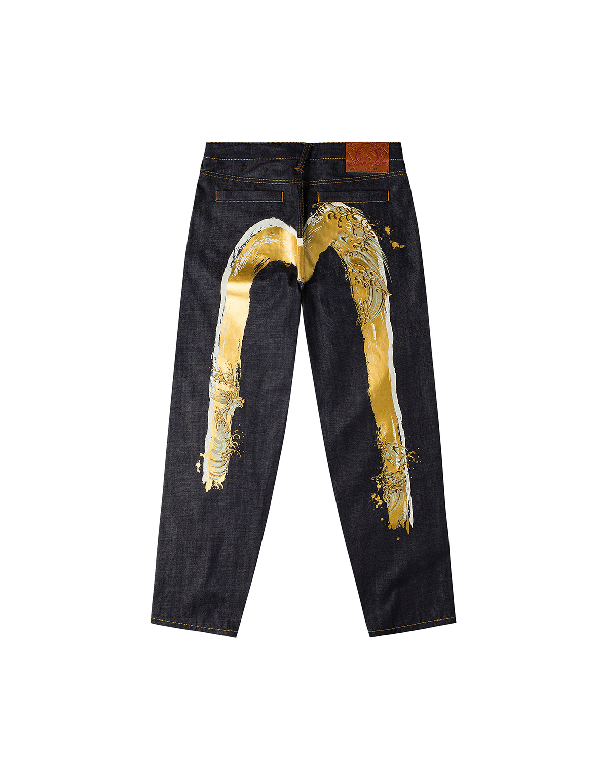 Handbrush Daicock Print with Wave Embroidery Relax Fit Jeans